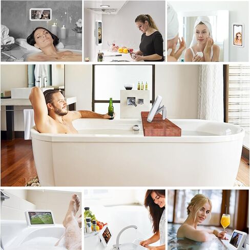 AFARER Shower Phone Holder Waterproof 360° Rotation Adjustable Shower Phone Stand Case Mount, Wall Mirror Bathtub Kitchen Phone Mount Holder Compatible with All Cell Phone in Kuwait