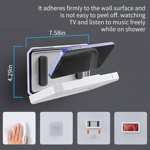 AFARER Shower Phone Holder Waterproof 360° Rotation Adjustable Shower Phone Stand Case Mount, Wall Mirror Bathtub Kitchen Phone Mount Holder Compatible with All Cell Phone in Kuwait