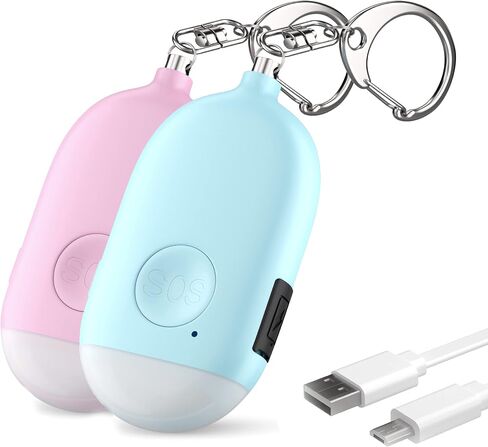 Weten Rechargeable Personal Alarm Keychain - 130dB Siren & LED Light - 2 Pack Personal Safety Alert for Women to Carry - Panic Button Alarm for Security - Rape Whistle for Self Defense (Black&White) in Kuwait