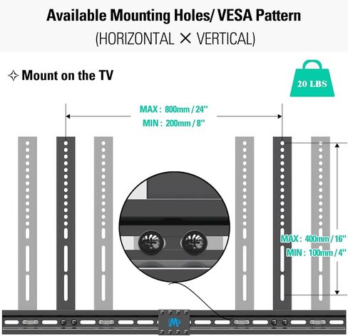 Mounting Dream Soundbar Mount Sound Bar TV Bracket with Holes/Without Holes, Non-Slip Base Holder Extends 3.4" to 6.1", Up to 20 LBS, Safe and Easy to Install MD5425 in Saudi Arabia