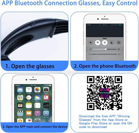 LED Glasses, Bluetooth Light up Glasses for Adults-Display Messages, Animation, DIY Drawings, Equalizer in Kuwait
