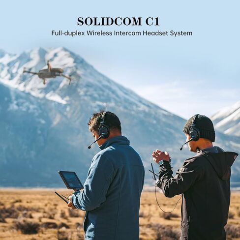 Hollyland Solidcom C1 نظام سماعة رأس اتصال داخلي لاسلكي مزدوج كامل لـ 4 مستخدمين حتى 1000 قدم - 4 سماعات أذن فردية مع مناديل تنظيف SolidSignal وحزمة أغطية الأذن للاستعمال مرة واحدة (C1-4S) in Kuwait