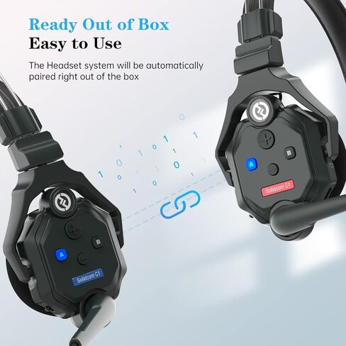 Hollyland Solidcom C1 نظام سماعة رأس اتصال داخلي لاسلكي مزدوج كامل لـ 4 مستخدمين حتى 1000 قدم - 4 سماعات أذن فردية مع مناديل تنظيف SolidSignal وحزمة أغطية الأذن للاستعمال مرة واحدة (C1-4S) in Kuwait