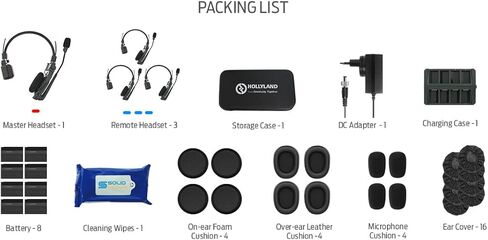 Hollyland Solidcom C1 نظام سماعة رأس اتصال داخلي لاسلكي مزدوج كامل لـ 4 مستخدمين حتى 1000 قدم - 4 سماعات أذن فردية مع مناديل تنظيف SolidSignal وحزمة أغطية الأذن للاستعمال مرة واحدة (C1-4S) in Kuwait