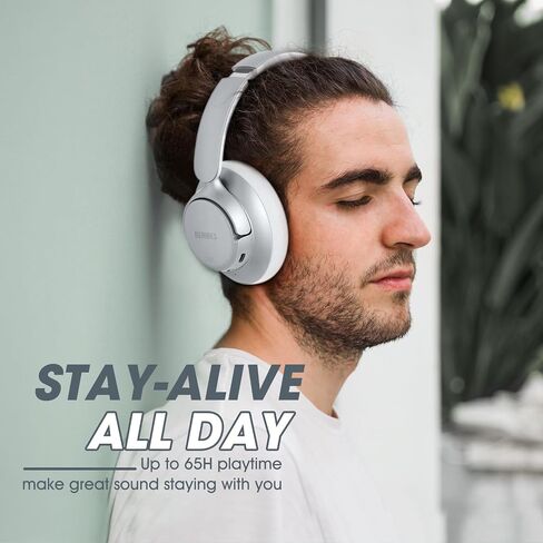 BERIBES Hybrid Active Noise Cancelling Headphones Wireless Over Ear 70Hours | Foldable Bluetooth 6.0,Transparent Modes,3.5MM Cable,Lightweight Built-in Mic,HiFi Stereo Deep Bass,Soft-Earpad,Fast Charging in Kuwait