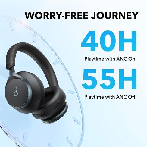Soundcore by Anker, Space One, Active Noise Cancelling Headphones, 2X Stronger Voice Reduction, 40H ANC Playtime, App Control, LDAC Hi-Res Wireless Audio, Comfortable Fit, Clear Calls, Bluetooth 5.3 in Saudi Arabia