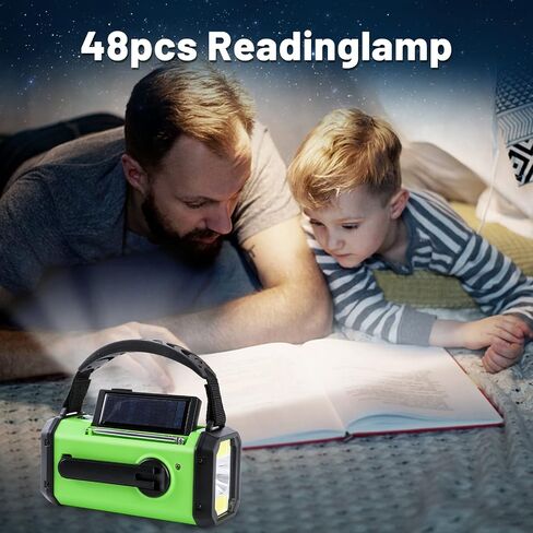10000mAh Emergency Crank Radio, NOAA/AM/FM Weather Radio, Type-C Charge,Solar Charging,SOS, 3 Modes LED Torch, Reading Lamp, Compass for Outdoor Survival (Red) in Kuwait