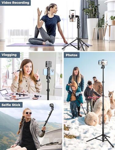 Phone Tripod for iPhone, 70" Selfie Stick Phone Tripod, Extendable Tripod Stand with Remote Phone Holder, Aluminum Tripod for Cell Phone Photo Recording Video Vlogging Live Streaming in Kuwait