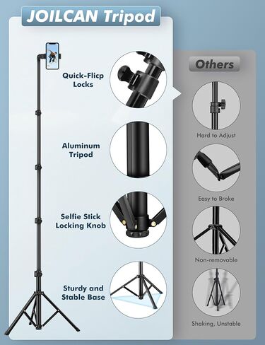 Phone Tripod for iPhone, 70" Selfie Stick Phone Tripod, Extendable Tripod Stand with Remote Phone Holder, Aluminum Tripod for Cell Phone Photo Recording Video Vlogging Live Streaming in Kuwait