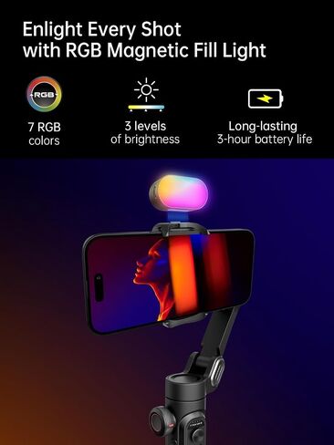 AOCHUAN Smart XE 3-Axis Phone Gimbal Stabilizer for iPhone | Foldable handheld smartphone gimbal w/focus wheel, TikTok, YouTube vlog, video creation, compatible with iPhone&Android in Kuwait
