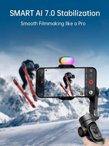 AOCHUAN Smart XE 3-Axis Phone Gimbal Stabilizer for iPhone | Foldable handheld smartphone gimbal w/focus wheel, TikTok, YouTube vlog, video creation, compatible with iPhone&Android in Kuwait