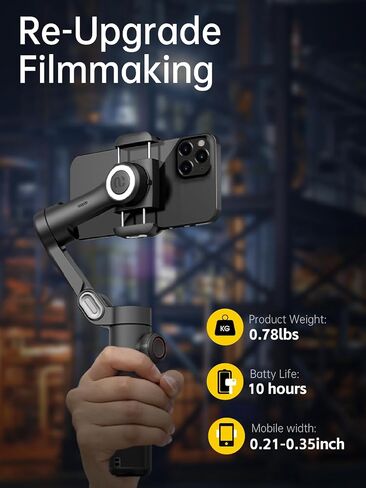AOCHUAN Smart XE 3-Axis Phone Gimbal Stabilizer for iPhone | Foldable handheld smartphone gimbal w/focus wheel, TikTok, YouTube vlog, video creation, compatible with iPhone&Android in Kuwait