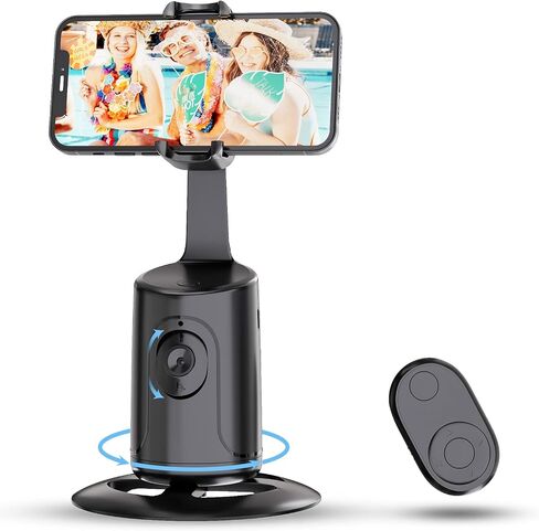 Auto Face Tracking Tripod - 360° Rotation Auto Tracking Phone Holder, No App, Phone Camera Mount with Remote and Gesture Control, Rechargeable Smart Shooting Holder for Video Recording, Tiktok in Saudi Arabia