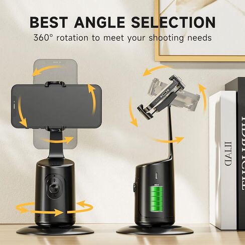 Auto Face Tracking Tripod - 360° Rotation Auto Tracking Phone Holder, No App, Phone Camera Mount with Remote and Gesture Control, Rechargeable Smart Shooting Holder for Video Recording, Tiktok in Saudi Arabia
