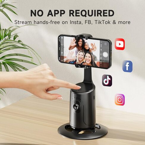 Auto Face Tracking Tripod - 360° Rotation Auto Tracking Phone Holder, No App, Phone Camera Mount with Remote and Gesture Control, Rechargeable Smart Shooting Holder for Video Recording, Tiktok in Saudi Arabia