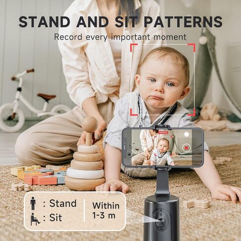 Auto Face Tracking Tripod - 360° Rotation Auto Tracking Phone Holder, No App, Phone Camera Mount with Remote and Gesture Control, Rechargeable Smart Shooting Holder for Video Recording, Tiktok in Saudi Arabia