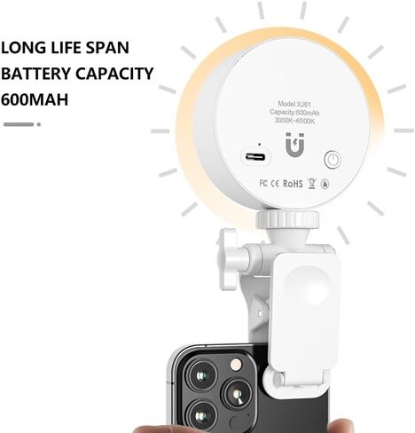 6500K LED Ring Light for Computer Laptop, Selfie Light Rechargeable Phone Ring Light with Adjusted 3 Light Modes for Phone, iPad, Camera, Laptop, Light for Phone, Selfie, Zoom Calls, Video Conference in Kuwait