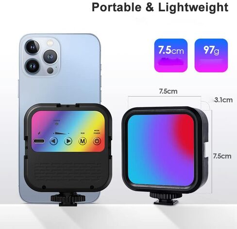 ضوء سيلفي قابل لإعادة الشحن، 2000 مللي أمبير CRI 95+ محمول RGB للهاتف بمشبك ضوء حلقة للهاتف، مشبك صغير محمول على أضواء التعبئة لهواتف iPhone، والهاتف الخلوي، والكمبيوتر المحمول، وTikTok، وSelfie، ومؤتمرات الفيديو، والكاميرا in Kuwait