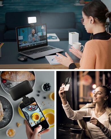 مصباح سيلفي SupeDesk للهاتف، مصباح بمشبك، ضوء تعبئة محمول، إضاءة مؤتمرات الفيديو، للكمبيوتر المحمول، اجتماع التكبير، 3 درجات حرارة ألوان 5 مستويات سطوع، خفيف الوزن، فيديو Tiktok/YouTube in Kuwait