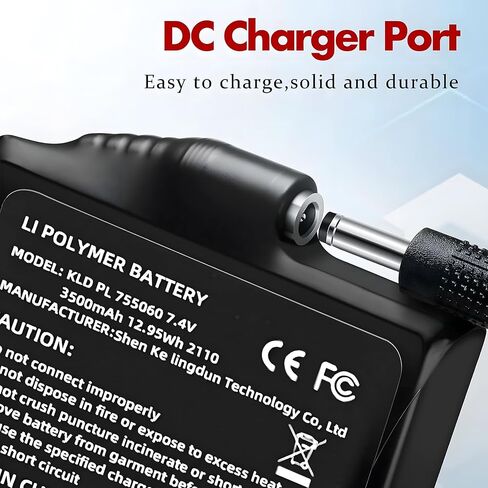 7.4V 3500mAh Lithium Polymer Batteries - 2pcs Rechargeable Li-Polymer Electric Batteries for Heated Gloves Socks Hats Jacks. Support Female DC Jack, Temperature, Short Circuit & Overcharge Protection in Saudi Arabia