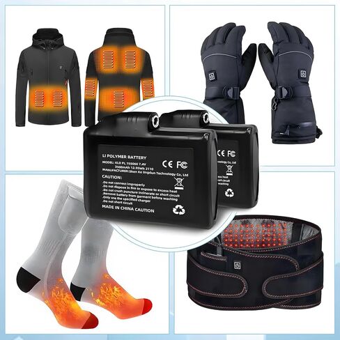 7.4V 3500mAh Lithium Polymer Batteries - 2pcs Rechargeable Li-Polymer Electric Batteries for Heated Gloves Socks Hats Jacks. Support Female DC Jack, Temperature, Short Circuit & Overcharge Protection in Saudi Arabia