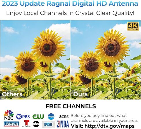 2023 Upgraded TV Antenna for Smart TV-480 Miles Range Digital Indoor Antenna- Powerful Amplifier Support 8K 4K 1080p All TV's VHF UHF Outdoor Signal Booster 360°Signal Reception-18ft Coax HDTV Cable in Kuwait
