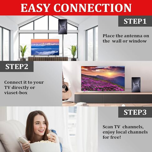 2023 TV Antenna for Smart TV Up 800 + Miles, Indoor Digital Antenna Outdoor Long rang for All TVs VHF UHF High Gain, Antenna Amplifier Signal Booster Support 8k 4k 1080p Fire Stick & HDTV Cable in Kuwait