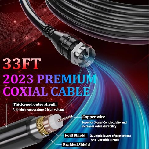 2023 TV Antenna for Smart TV Up 800 + Miles, Indoor Digital Antenna Outdoor Long rang for All TVs VHF UHF High Gain, Antenna Amplifier Signal Booster Support 8k 4k 1080p Fire Stick & HDTV Cable in Kuwait