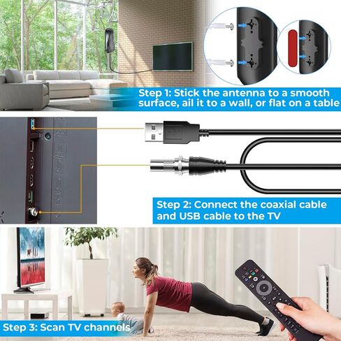 730+ Miles Long Range TV Antenna,2023Newest Digital TV Antenna for Smart TV&Old TV,Indoor Outdoor HD Antenna for Local Channel Support 8K 4K 1080p,Amplified Antenna with Signal Booster-32FT Coax Cable in Kuwait
