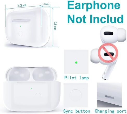 Wireless Charging Case Compatible with AirPods Pro 1st & 2nd Generation, for Airpods Pro Charger Replacement Cases, Support Bluetooth Pairing&Sync Button,661 Mah Built-in Battery,White in Saudi Arabia