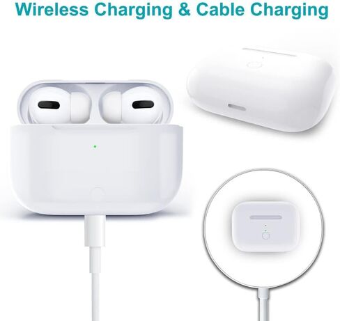 Wireless Charging Case Compatible with AirPods Pro 1st & 2nd Generation, for Airpods Pro Charger Replacement Cases, Support Bluetooth Pairing&Sync Button,661 Mah Built-in Battery,White in Saudi Arabia