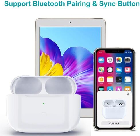 Wireless Charging Case Compatible with AirPods Pro 1st & 2nd Generation, for Airpods Pro Charger Replacement Cases, Support Bluetooth Pairing&Sync Button,661 Mah Built-in Battery,White in Saudi Arabia