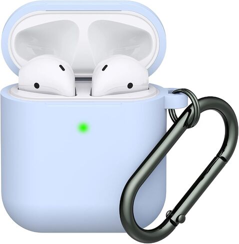 Airpods Case Cover, LELONG Soft Silicone Protective Case Cover with Keychain for Apple Airpods 2nd 1st Charging Case Men Women [Front LED Visible] in Saudi Arabia