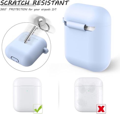 Airpods Case Cover, LELONG Soft Silicone Protective Case Cover with Keychain for Apple Airpods 2nd 1st Charging Case Men Women [Front LED Visible] in Saudi Arabia