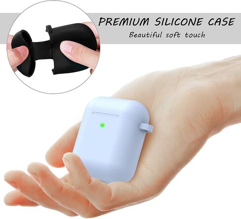 Airpods Case Cover, LELONG Soft Silicone Protective Case Cover with Keychain for Apple Airpods 2nd 1st Charging Case Men Women [Front LED Visible] in Saudi Arabia