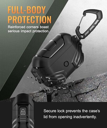 غطاء حافظة MOBOSI لأجهزة AirPods Pro الجيل الثاني/الأول مع قفل، حافظة AirPod Pro 2 من الدرجة العسكرية للرجال والنساء، حافظة واقية مقاومة للصدمات لكامل الجسم مع سلسلة مفاتيح لـ AirPods Pro (2023/2022/2019)، أزرق in Kuwait