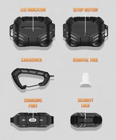 غطاء حافظة MOBOSI لأجهزة AirPods Pro الجيل الثاني/الأول مع قفل، حافظة AirPod Pro 2 من الدرجة العسكرية للرجال والنساء، حافظة واقية مقاومة للصدمات لكامل الجسم مع سلسلة مفاتيح لـ AirPods Pro (2023/2022/2019)، أزرق in Kuwait