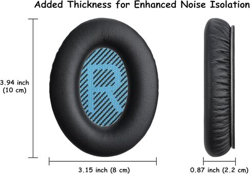 Aurivor Replacement Ear Pads for Bose QuietComfort QC 35 (ii) 25 15 2 Headphones, Tear-Proof Earpads Cushion for QC35 (ii) QC25 QC15 QC2 SoundTrue/SoundLink AE2/AE2i/AE2w Around-Ear Headphones (Black) in Saudi Arabia