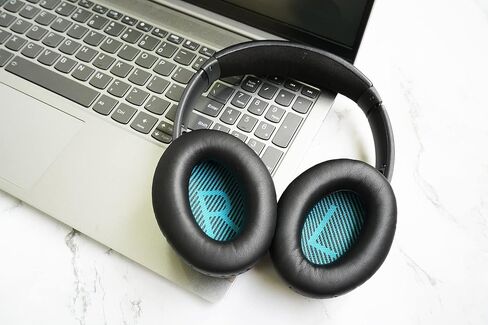 Aurivor Replacement Ear Pads for Bose QuietComfort QC 35 (ii) 25 15 2 Headphones, Tear-Proof Earpads Cushion for QC35 (ii) QC25 QC15 QC2 SoundTrue/SoundLink AE2/AE2i/AE2w Around-Ear Headphones (Black) in Saudi Arabia