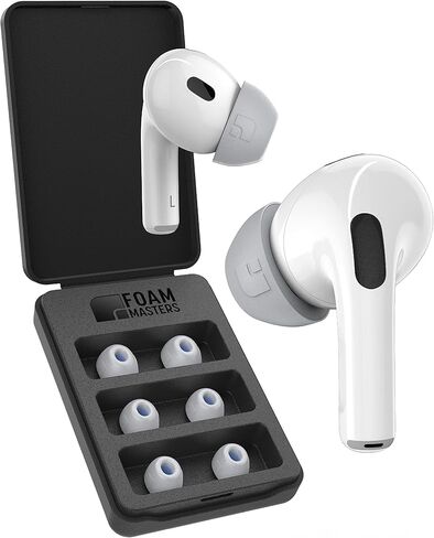 أطراف أذن من إسفنج الذاكرة من Foam Masters لأجهزة AirPods Pro الجيل الأول والثاني | 3 أزواج | الإصدار الجديد 4.0 - السحر الأسود | مريح | آمنة | إلغاء أفضل للضوضاء | براعم بديلة (متنوعة S/M/L، أسود) in Kuwait