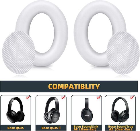 Premium Replacement Ear Pads for Bose QC35 & QC35ii Headphones Made by GEVO- Comfortable Adaptive Memory Foam and Extra Durable - Fits QuietComfort 35 & 35ii / SoundLink 1&2 AE（Over-Ear） (Silver) in Kuwait