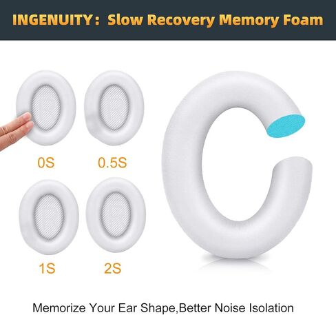 Premium Replacement Ear Pads for Bose QC35 & QC35ii Headphones Made by GEVO- Comfortable Adaptive Memory Foam and Extra Durable - Fits QuietComfort 35 & 35ii / SoundLink 1&2 AE（Over-Ear） (Silver) in Kuwait