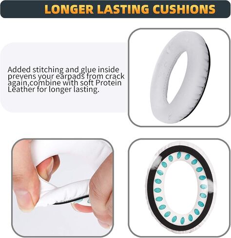 Premium Replacement Ear Pads for Bose QC35 & QC35ii Headphones Made by GEVO- Comfortable Adaptive Memory Foam and Extra Durable - Fits QuietComfort 35 & 35ii / SoundLink 1&2 AE（Over-Ear） (Silver) in Kuwait