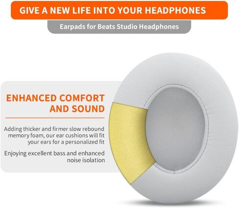 FEYCH Beats Studio Replacement Earpads for Beats Studio 3 &Beats Studio 2 (B0500/ B0501) 2 Pieces Noise Isolation Comfortable Memory Foam Ear Cushions (Black) in Kuwait