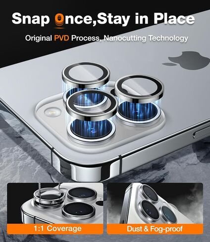 TORRAS Camera Lens Protector for iPhone 15 Pro/iPhone 15 Pro Max camera protector LensGuard Aerospace Grade 9H Tempered Glass [1:1 Invisible Precision Fit & Capture Flawless Shots] Durable, Black in Saudi Arabia