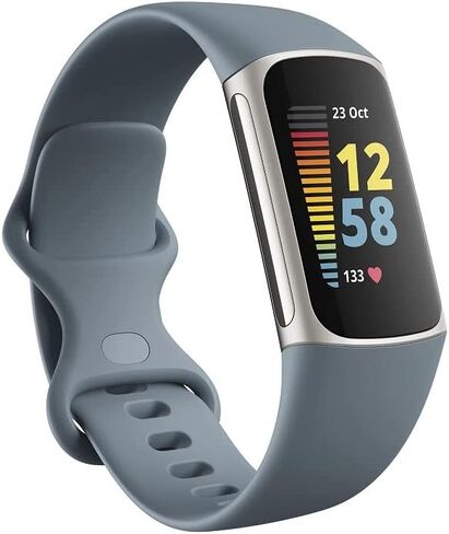 جهاز Fitbit Charge 5 المتقدم للياقة البدنية، متتبع الصحة مع نظام تحديد المواقع العالمي (GPS) المدمج، أدوات إدارة الإجهاد، تتبع النوم، معدل ضربات القلب على مدار الساعة طوال أيام الأسبوع والمزيد، أزرق فولاذي (متجدد) in Kuwait