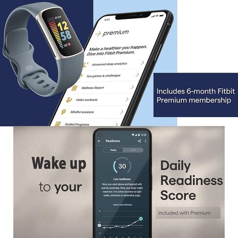 جهاز تتبع اللياقة البدنية والصحة المتقدم Fitbit Charge 5 (أزرق) مع نظام تحديد المواقع العالمي (GPS) المدمج وأدوات إدارة الإجهاد، وحزمة مع شريطين للساعة، وكابل شحن بطول 3.3 قدم، ومحول حائط، ودرع شاشة ومعدات PremGear لـ Fitbit in Saudi Arabia