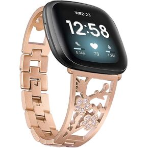 Stainless Steel Bracelet Compatible with Fitbit Sense 2/Sense/Versa 4/Versa 3, Women Bling Replacement Bands Dressy Luxurious Wristbands for Ladies in Kuwait