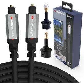 Monster M-Series 1000 Fiber Optical Audio Toslink Cable, Sound Bar Optical Audio Cable with Gold Connectors, 9.8ft in Kuwait