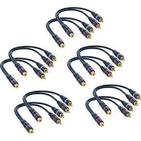 RCA Splitter 1 Female to 2 Male 2 Pack, RCA Y Splitter Audio Cable Split | Dark Blue Adapter 8 inch for TV Subwoofer Car Stereo Speaker Amplifer in Kuwait